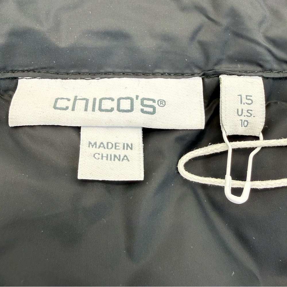 NWT Chico’s Zenergy Scuba Mix Puffer Coat size 10/1.5 Black - Picture 10 of 16